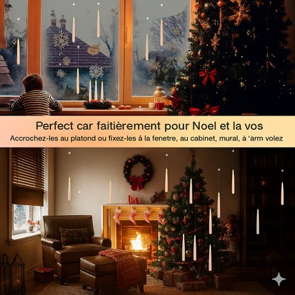 12 Bougies LED Flottantes avec Télécommande Baguette Magique – Bougies Suspendues Sans Flamme pour Décoration de Noël & Halloween