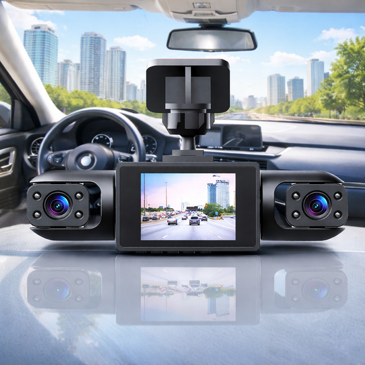Dashcam Professionnelle 360° - 4 Objectifs pour Vue Totale - Vision Nocturne Full HD & Enregistrement en Boucle