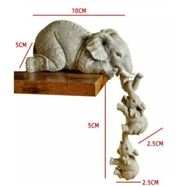 Ornement en résine en forme d'éléphant – Symbole d'un lien familial fort