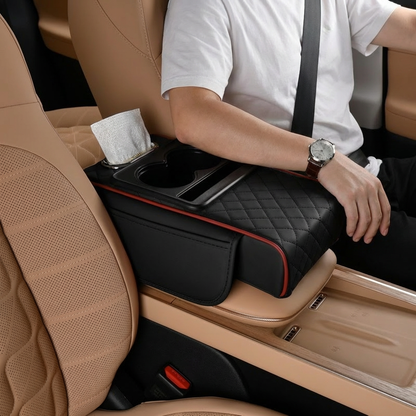 Sac de rangement multifonction pour accoudoir de voiture – Avec porte-gobelet et compartiment intégré