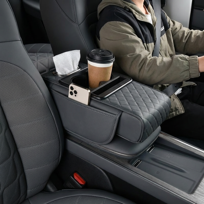 Sac de rangement multifonction pour accoudoir de voiture – Avec porte-gobelet et compartiment intégré