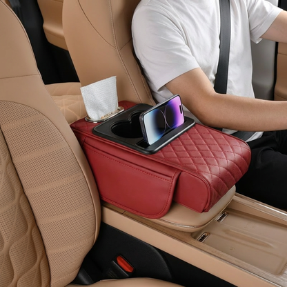 Sac de rangement multifonction pour accoudoir de voiture – Avec porte-gobelet et compartiment intégré