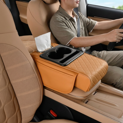 Sac de rangement multifonction pour accoudoir de voiture – Avec porte-gobelet et compartiment intégré