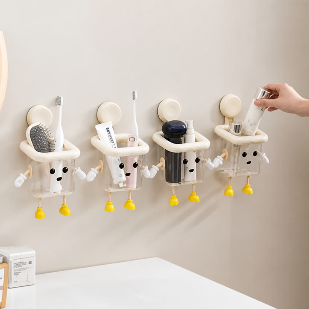 Porte-brosse à dents mural mignon avec ventouse – Parfait pour la salle de bain