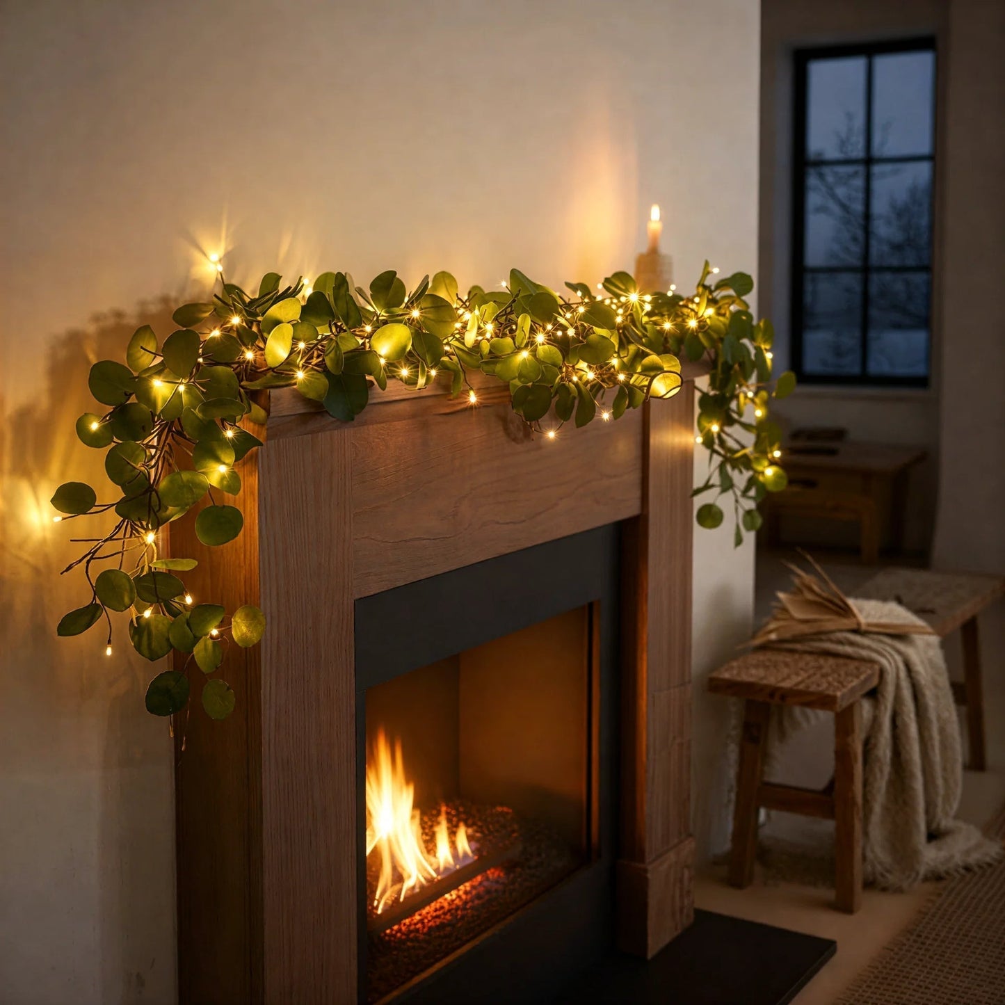 Guirlande lumineuse branchage d’olivier atmosphérique (sans fil)