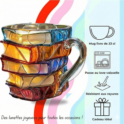 Mug pour amoureux des livres, peinte à la main
