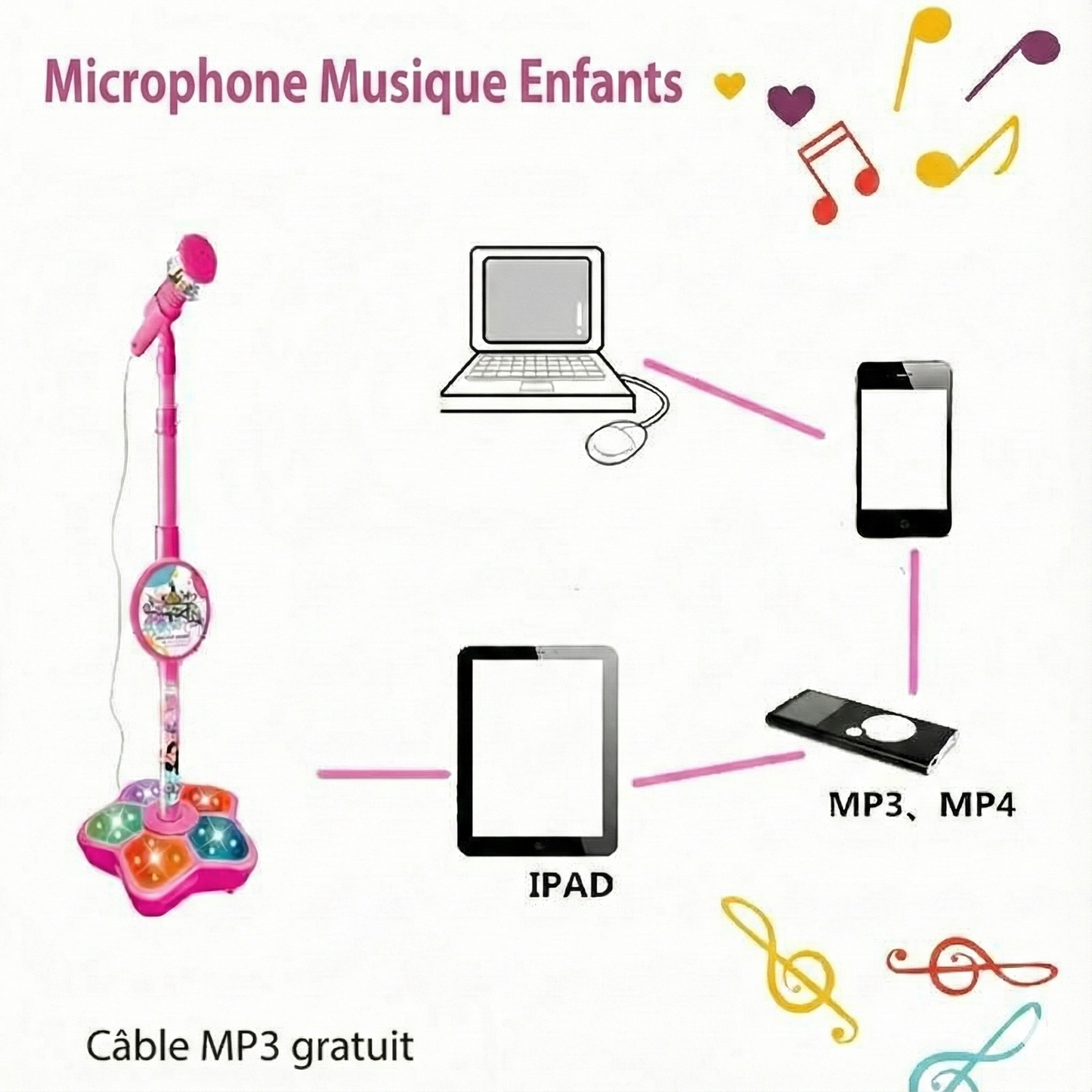 Microphone karaoké rechargeable avec Bluetooth