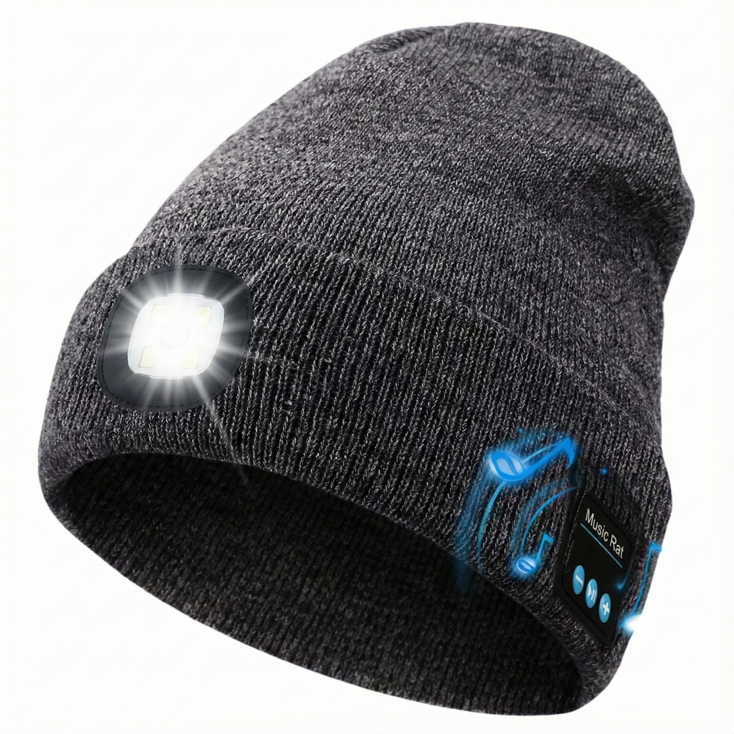 Bonnet Bluetooth avec Lampe Frontale LED Rechargeable USB