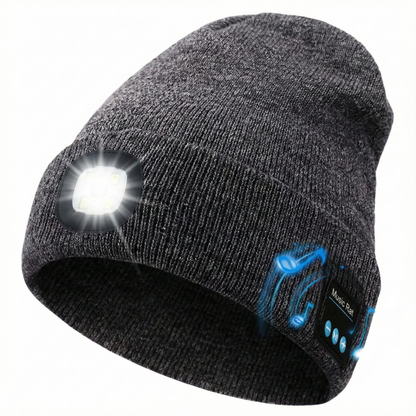 Bonnet Bluetooth avec Lampe Frontale LED Rechargeable USB