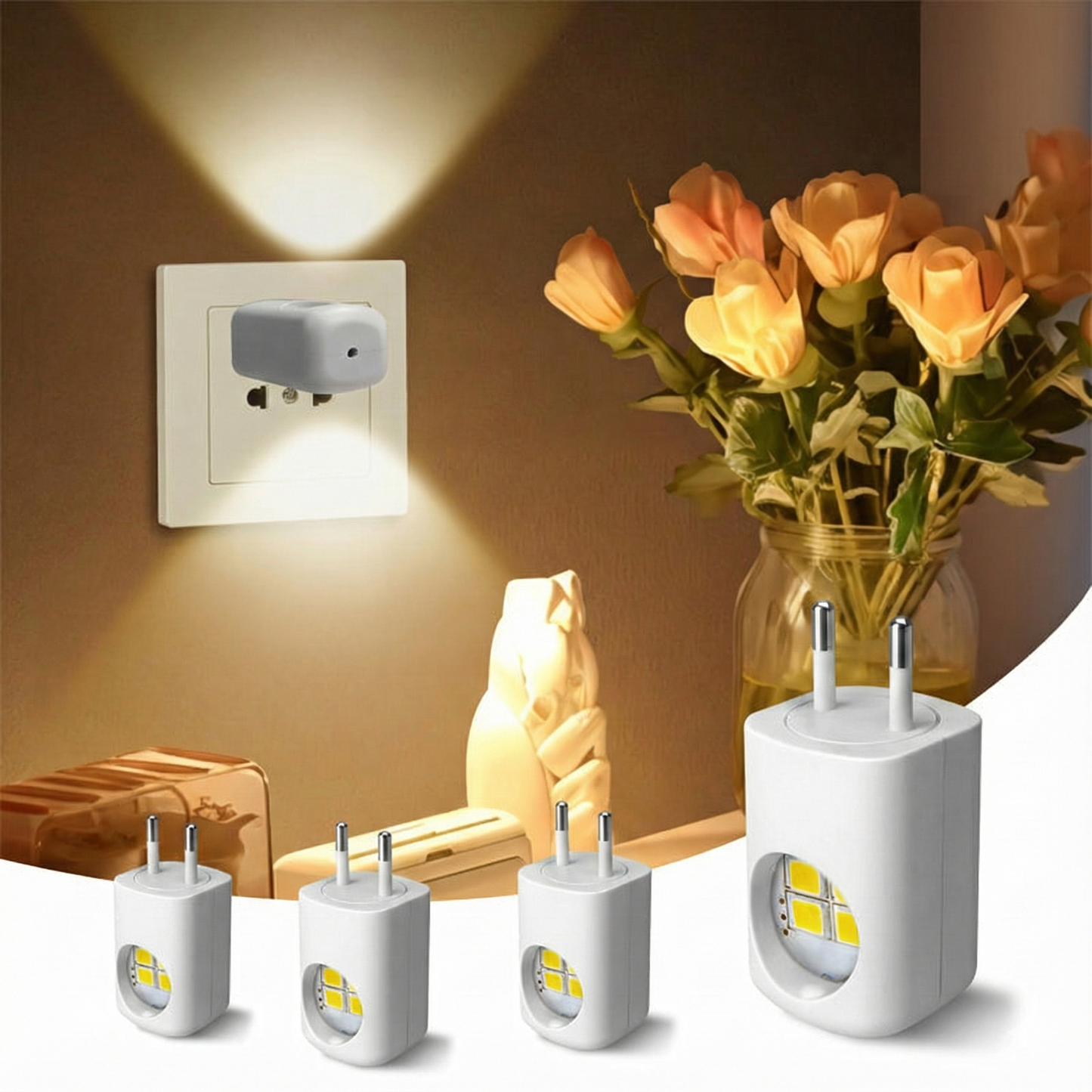 Lampe de nuit LED intelligente avec capteur crépusculaire