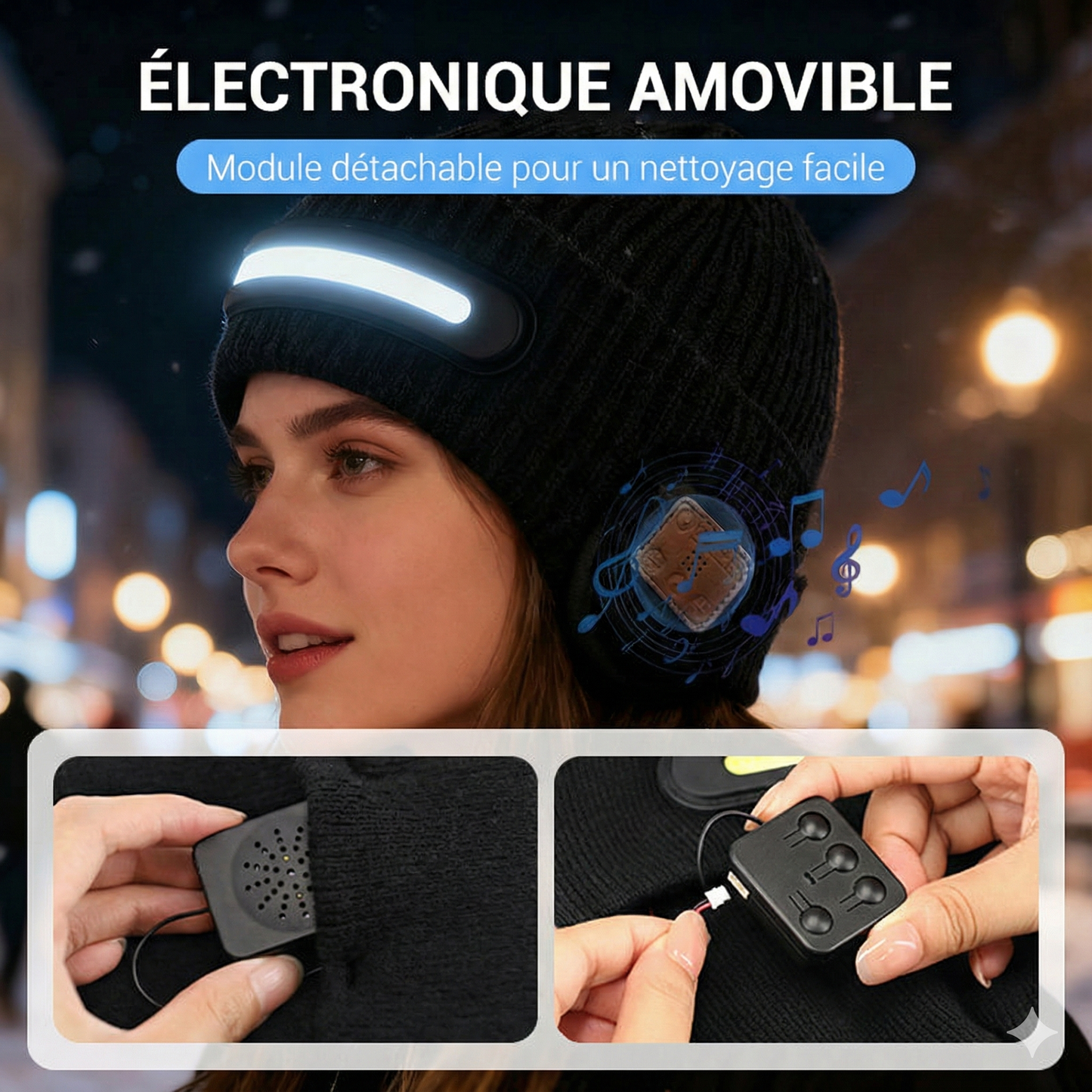Bonnet intelligent – Bluetooth & éclairage LED