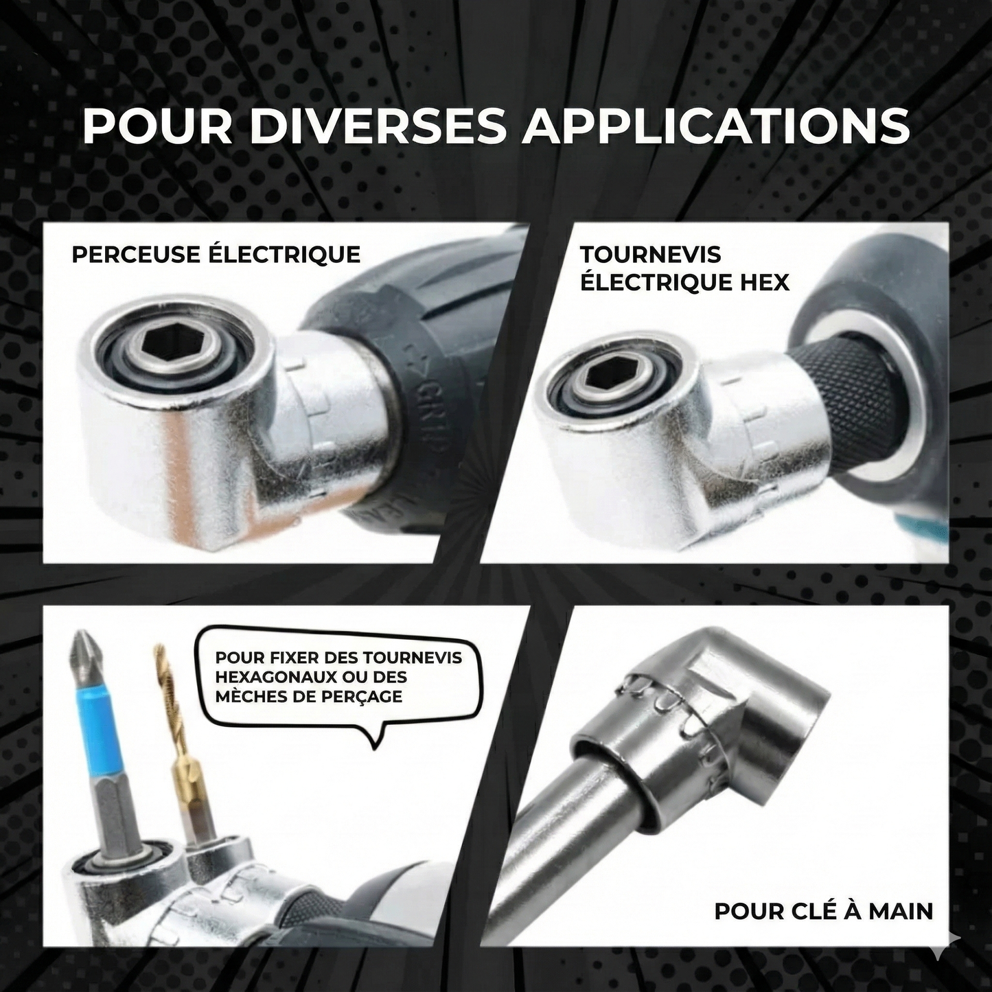 Lot de 2 Adaptateurs d'Angle pour Perceuse