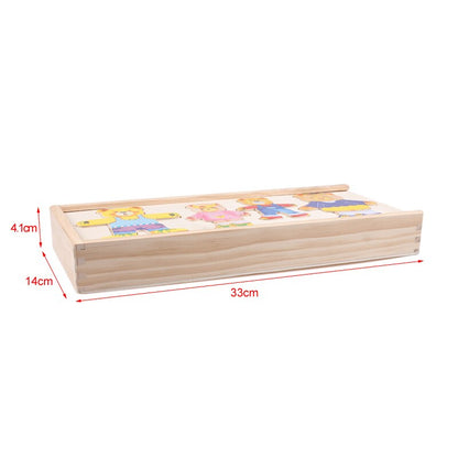 Puzzle d'Habillage Ours en Bois – Coffret de Puzzle avec Boîte de Rangement (Jouet Éducatif)