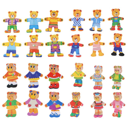 Puzzle d'Habillage Ours en Bois – Coffret de Puzzle avec Boîte de Rangement (Jouet Éducatif)