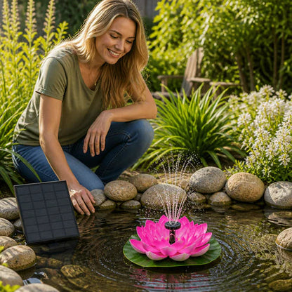 Fontaine solaire lotus – Fontaine de jardin flottante pour piscines et bassins