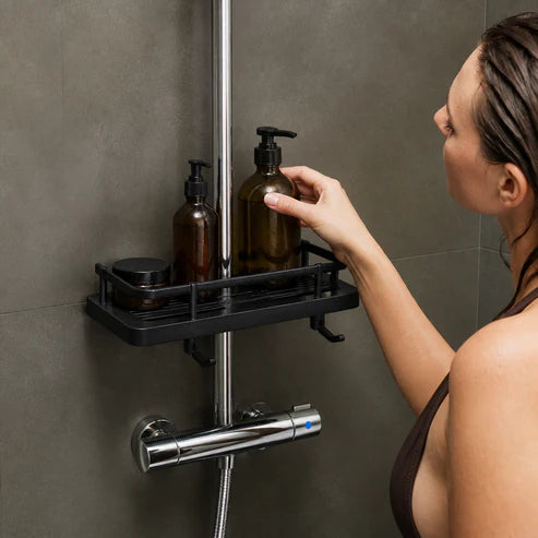 Barre de douche avec tablette pour salle de bain