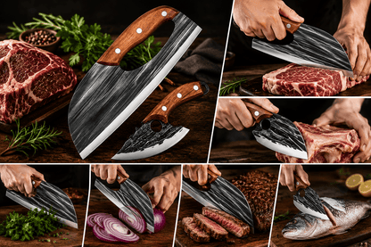 🔪 Ensemble de couteaux à viande haut de gamme (Lot de 2) – Tranchant ultime pour le barbecue, les grillades et la cuisine