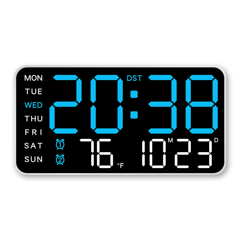 Grande horloge murale numérique avec affichage LED – Horloge électronique moderne avec date et température