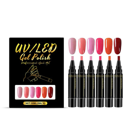 SalonPen – Stylo vernis à ongles 3-en-1 (avec lampe UV) – Lot de 6