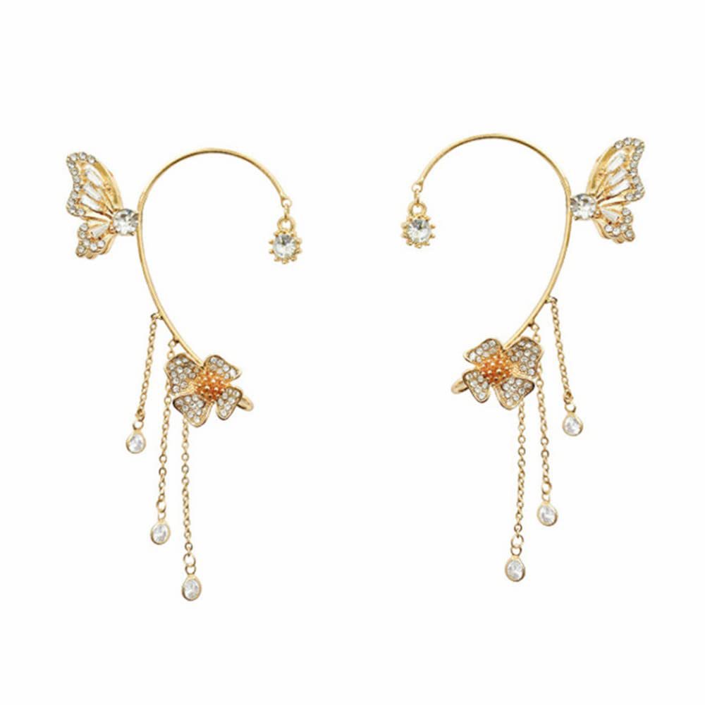 Boucles d'oreilles à clips simples avec papillons, motifs floraux et pompons – Élégantes, confortables et sans perçage