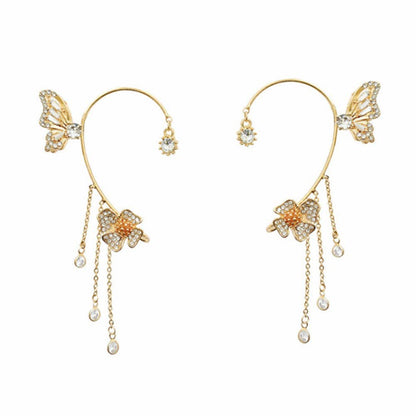 Boucles d'oreilles à clips simples avec papillons, motifs floraux et pompons – Élégantes, confortables et sans perçage