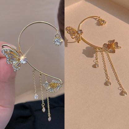 Boucles d'oreilles à clips simples avec papillons, motifs floraux et pompons – Élégantes, confortables et sans perçage