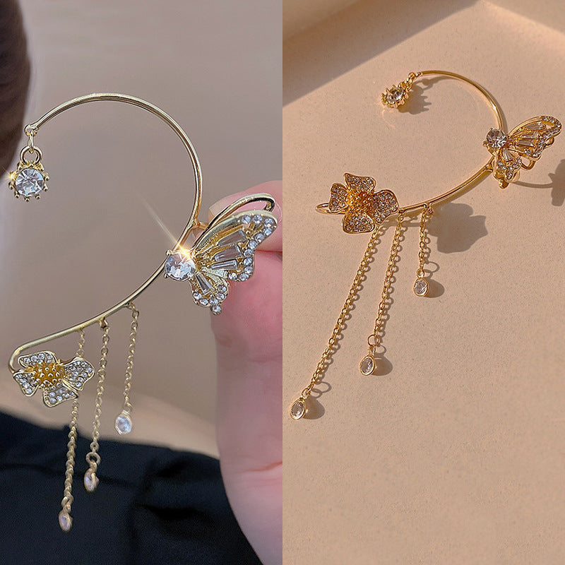 Boucles d'oreilles à clips simples avec papillons, motifs floraux et pompons – Élégantes, confortables et sans perçage
