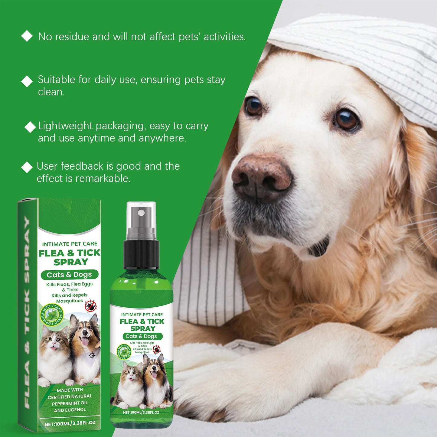 Spray de protection naturel contre les puces et les tiques 🐱🐶