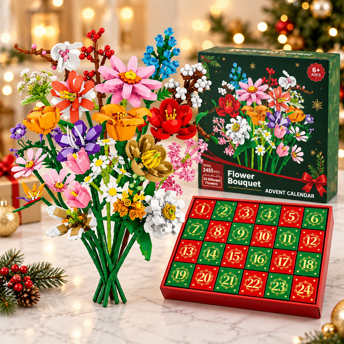 Calendrier de l'Avent « Bloom & Build » – Créez votre propre bouquet de Noël magique