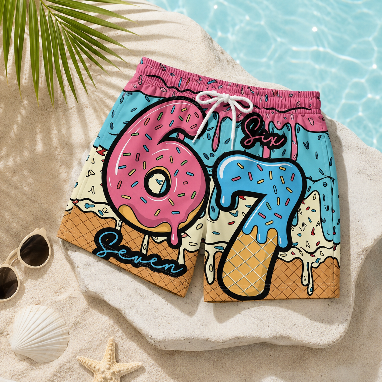 🍦Short imprimé glaces et donuts / Short avec motif de glaces et beignets🍩