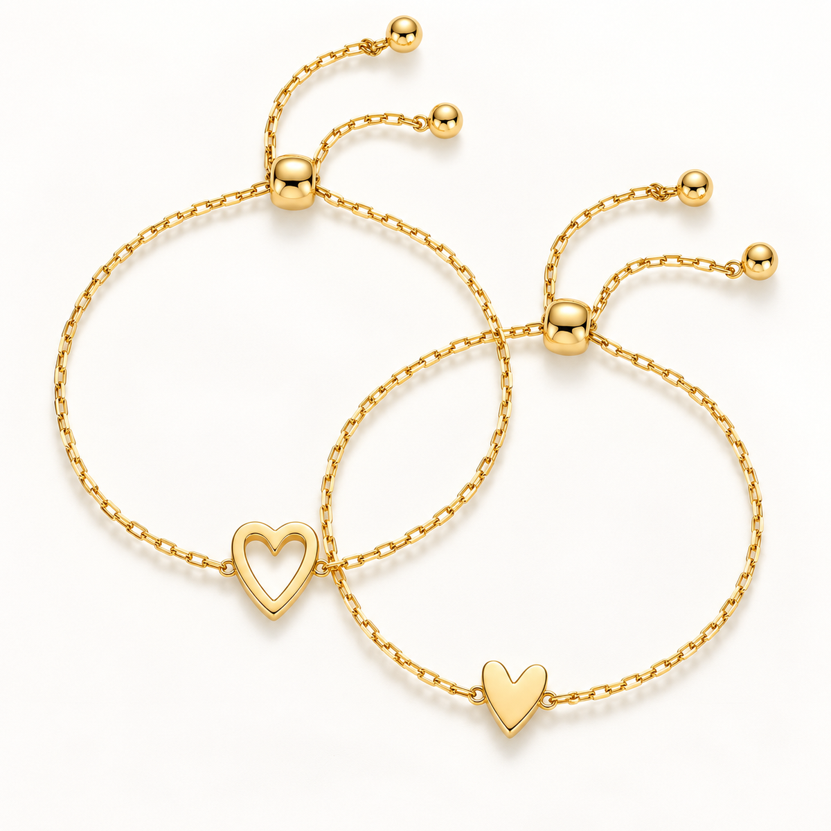 Ensemble de bracelets d'amour – Bracelet cœur plaqué or 14K