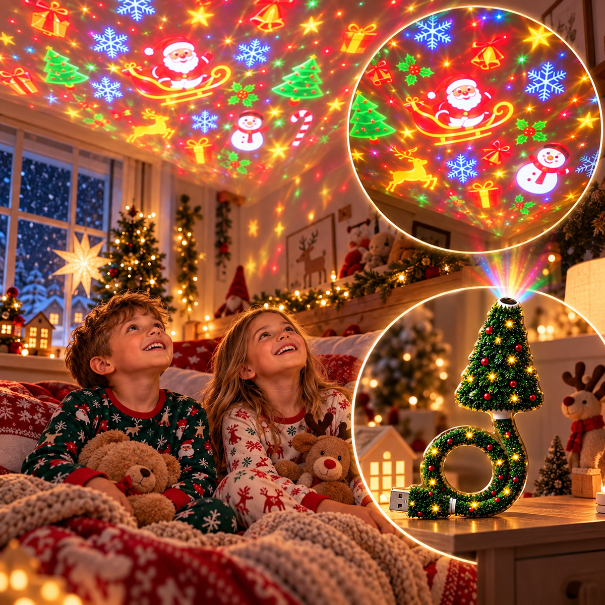 Projecteur de Noël HD USB – Créez une ambiance féerique de Noël en un clin d'œil