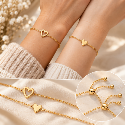 Ensemble de bracelets d'amour – Bracelet cœur plaqué or 14K