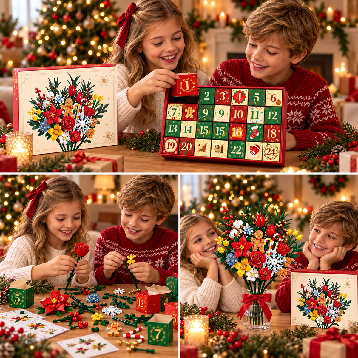 Calendrier de l'Avent « Bloom & Build » – Créez votre propre bouquet de Noël magique