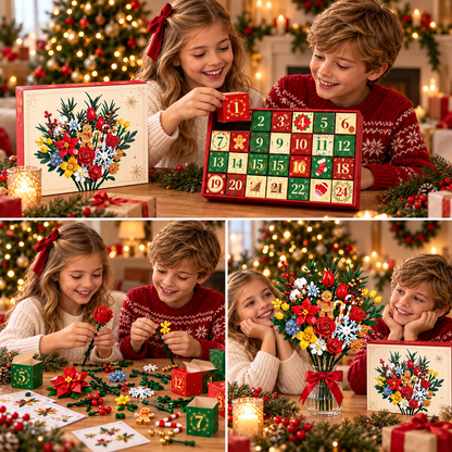 Calendrier de l'Avent « Bloom & Build » – Créez votre propre bouquet de Noël magique
