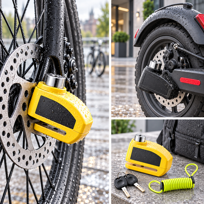 Bloque-disque avec alarme 110 dB – Antivol bloque-disque pour vélo, cyclomoteur et moto