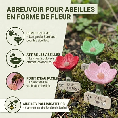 Abreuvoir à abeilles en forme de fleur – Distributeur d'eau coloré pour le jardin