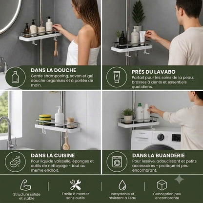 Barre de douche avec tablette pour salle de bain