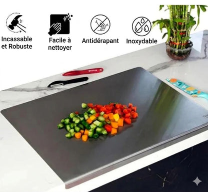 Planche à découper en inox pour plan de travail