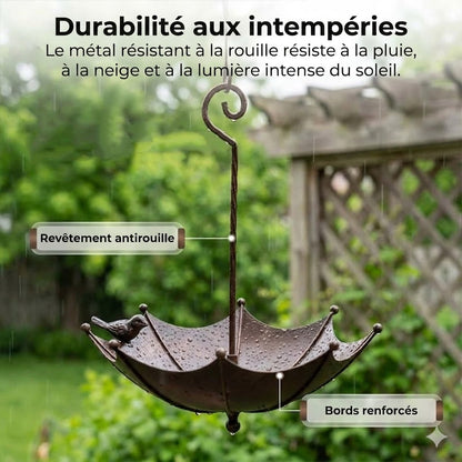 Mangeoire et abreuvoir suspendus pour oiseaux – Silo d'alimentation en forme de parapluie – Station de nourrissage 2 en 1