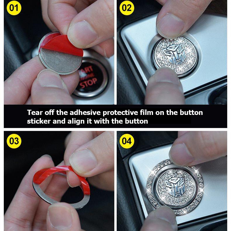 Anneau décoratif scintillant pour bouton de démarrage de voiture