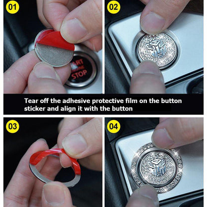 Anneau décoratif scintillant pour bouton de démarrage de voiture