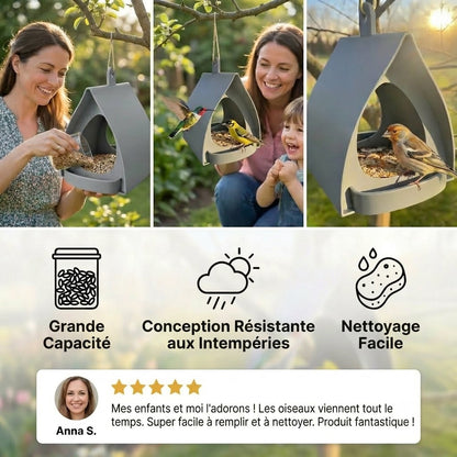 Mangeoire suspendue pour oiseaux – Grande capacité, idéale pour le jardin et le balcon