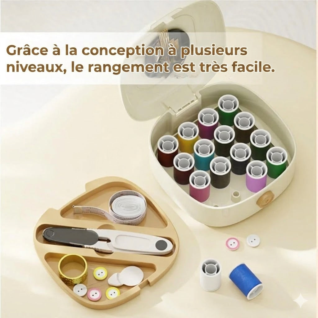 Kit de couture magnétique double couche – Boîte à couture de luxe avec fil et aiguilles
