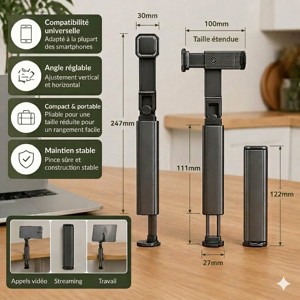 Support de téléphone portable – Support pliable et ajustable pour le voyage