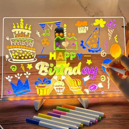 DoodleGlow™ Ardoise Magique LED - Tablette de Dessin Lumineuse pour Enfants (Incl. feutres et pochoirs)