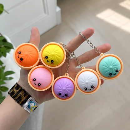 Porte-clés baozi lumineux mignon et amusant avec cuiseur vapeur