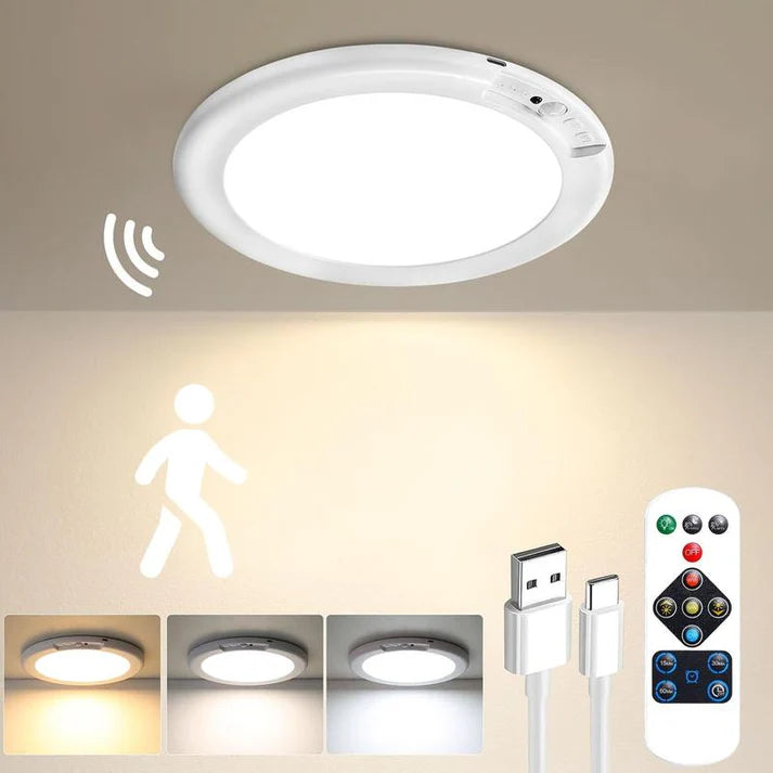 Plafonnier rechargeable avec détecteur de mouvement - Sans fil - Télécommande incluse