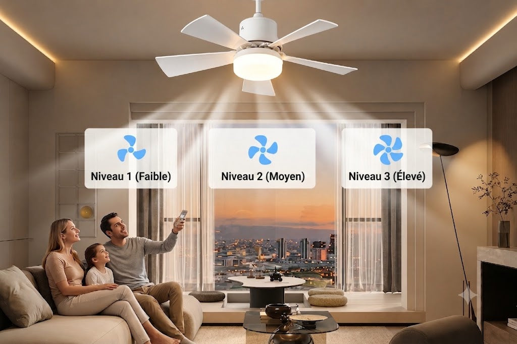 Ventilateur de plafond 2-en-1 avec éclairage LED - Télécommande incluse
