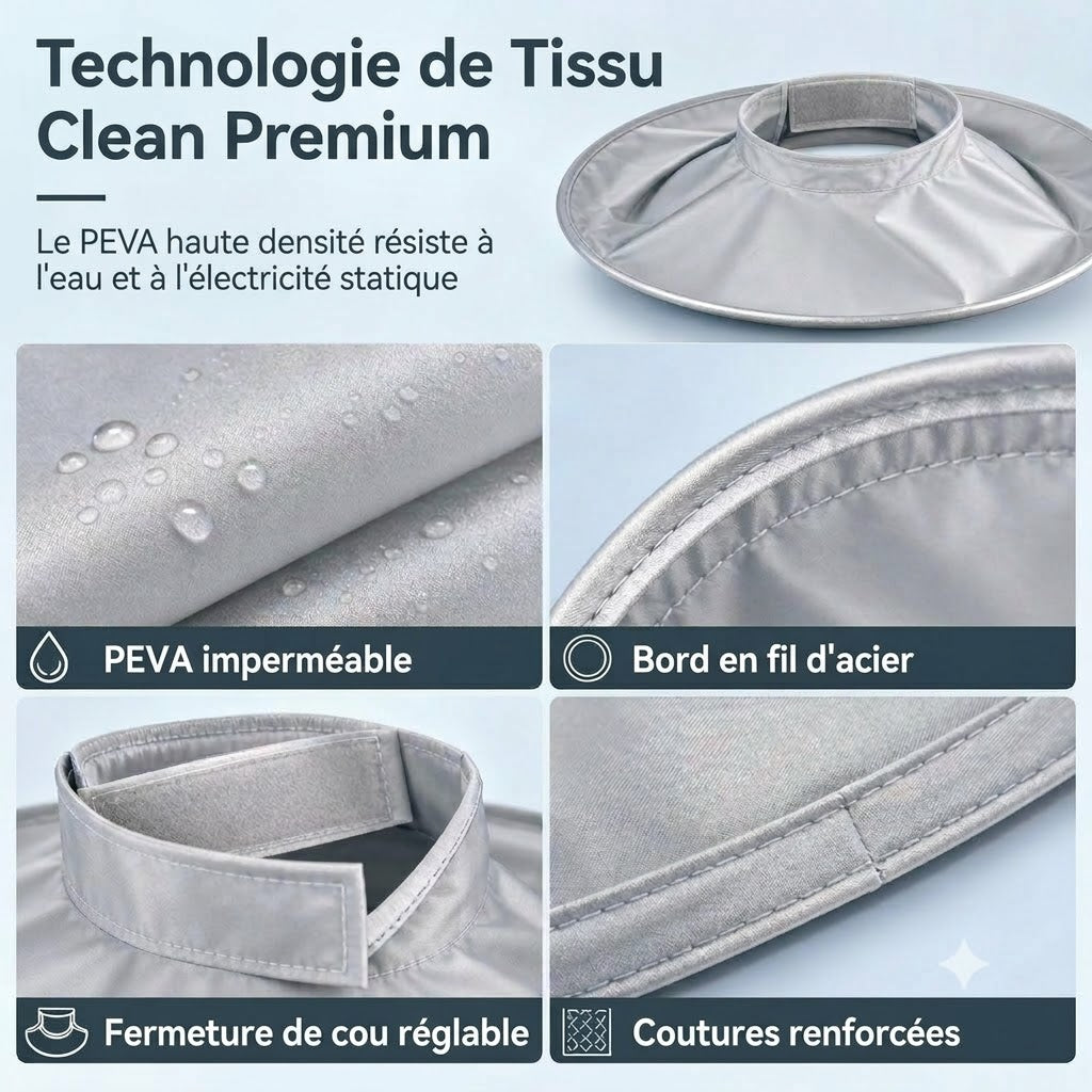 Cape de coupe imperméable avec récupérateur de cheveux – Cape parapluie pliable pour coiffure à domicile
